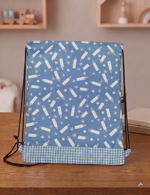 PENCIL FLAKES PRINT DRAWSTRING BACKPACK