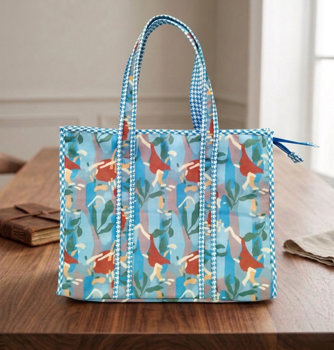 COBALT CAMO JUNGLE PRINT SMALL TOTE BAG