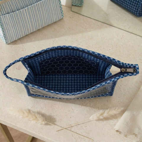INDIGO MOSAIC PRINT TRAVEL MAKEUP POUCH SET