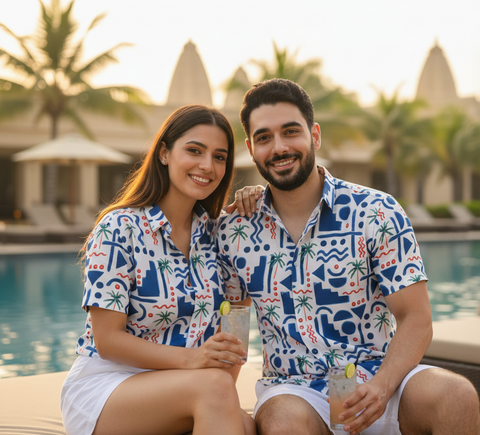 WHITE BASED TROPICAL PRINTED SHIRT