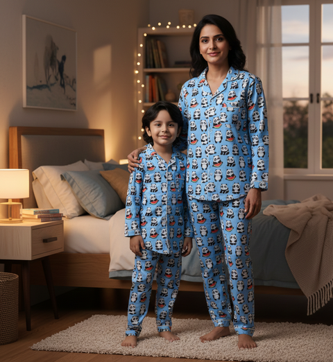 Panda & Watermelon Printed Kids Night Suit