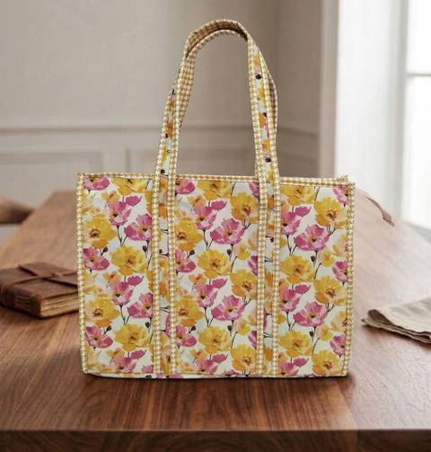 SUNBEAM DAISIES PRINT SMALL TOTE BAG