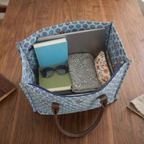 MOROCCAN INDIGO TRAVEL LEATHER BAG