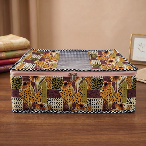 MIDNIGHT PEACH PETALS PRINT GRAND SAREE ORGANIZER