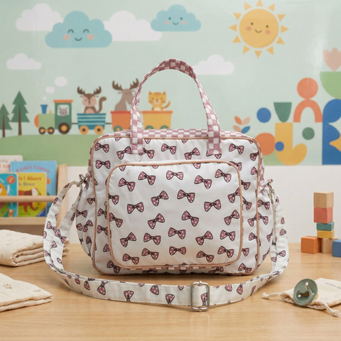 Classy Bow Print Baby Diaper Bag