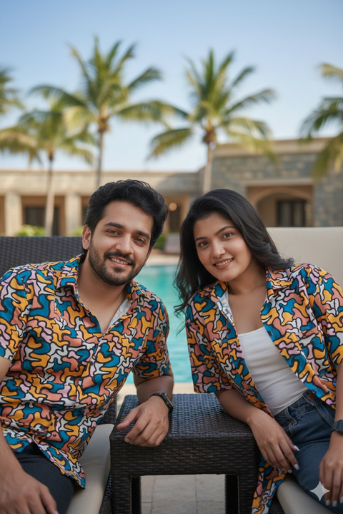 Colourfull  Camo Couple shirt
