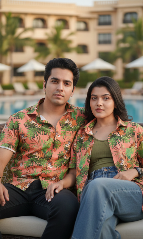 Tropical tiger Couple shirt
