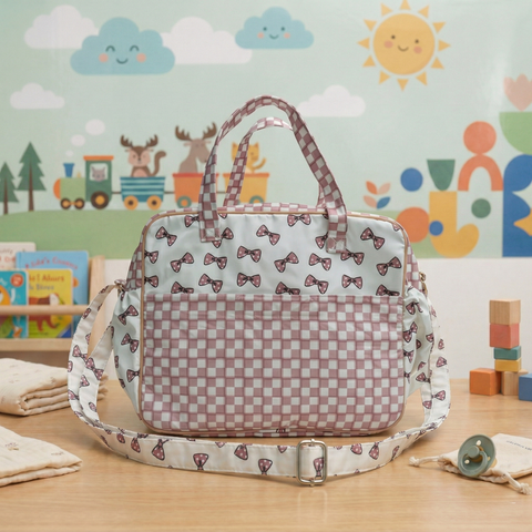 Classy Bow Print Baby Diaper Bag