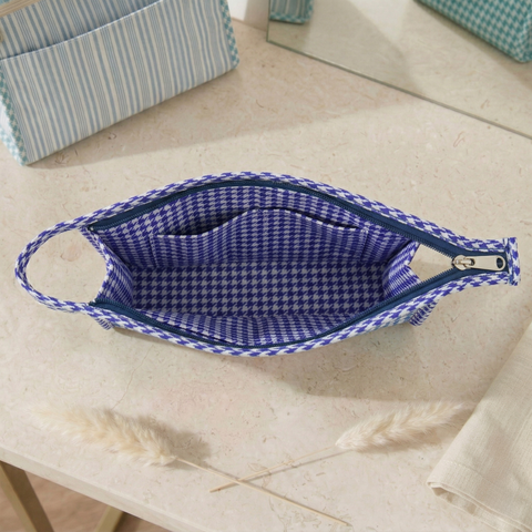 AZURE BLOOM PRINT TRAVEL MAKEUP POUCH SET