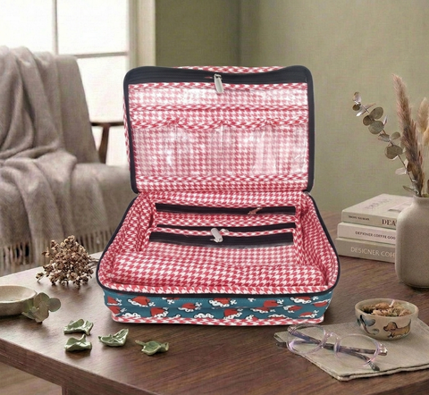 SANTA HAT PARADE PRINT MULTIPURPOSE JEWELRY ORGANIZER SET