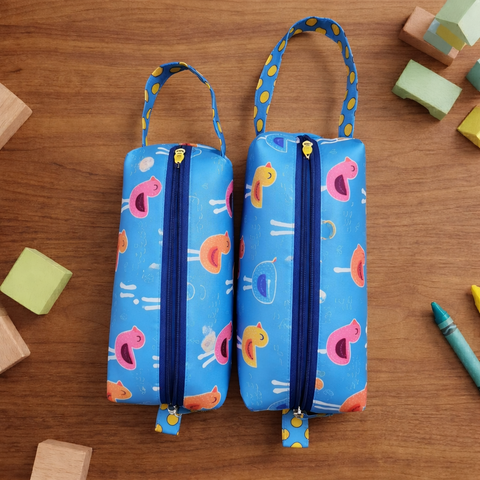PLAYFUL BIRDS PRINT Small Duo Pouch Set