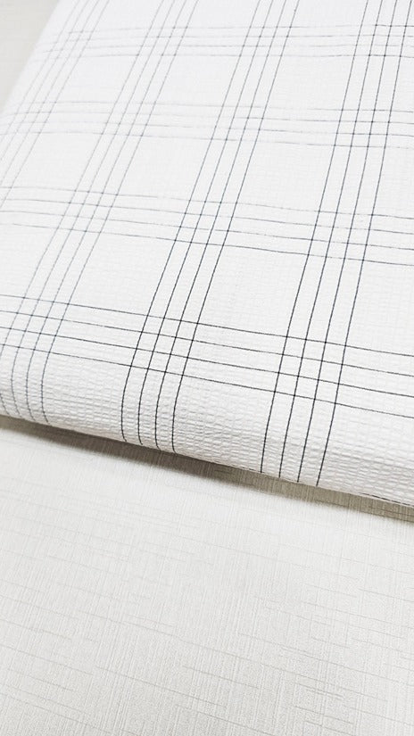 WHITE CHECKS COTTON POPCORN 027