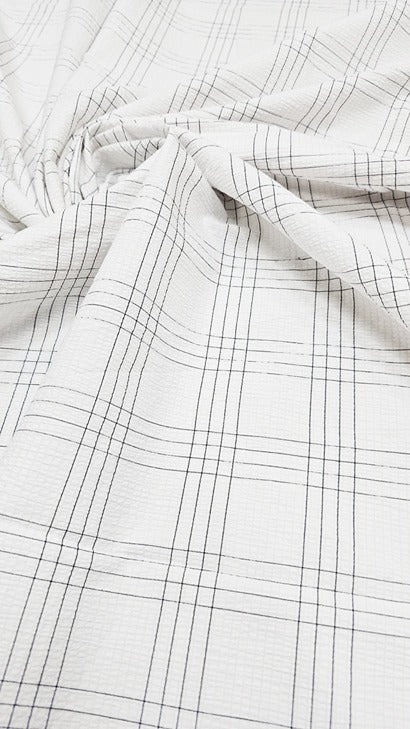 WHITE CHECKS COTTON POPCORN 027