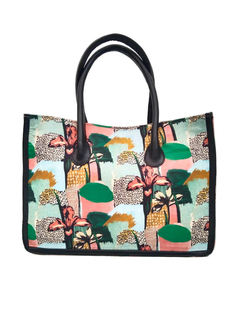 ABSTRACT PRINT LEATHER BAG