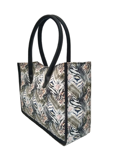 ABSTRACT PRINT LEATHER BAG