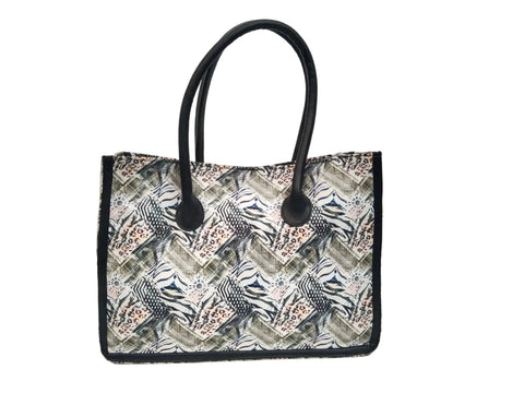 ABSTRACT PRINT LEATHER BAG