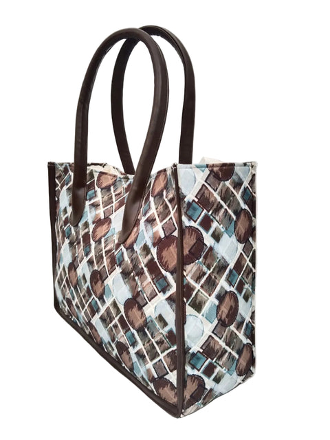 RETRO MOSAIC CIRCLES LEATHER BAG