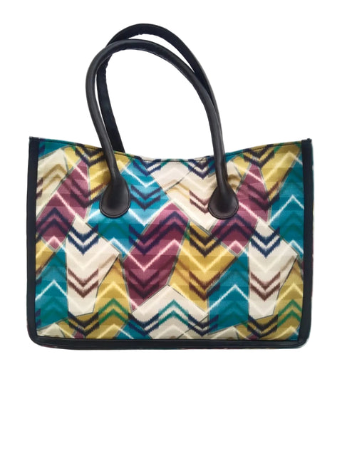CHEVRON IKAT MULTICOLOR LEATHER BAG
