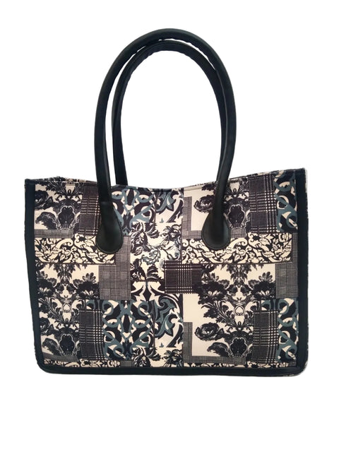 CHECKERED FLORAL LEATHER BAG