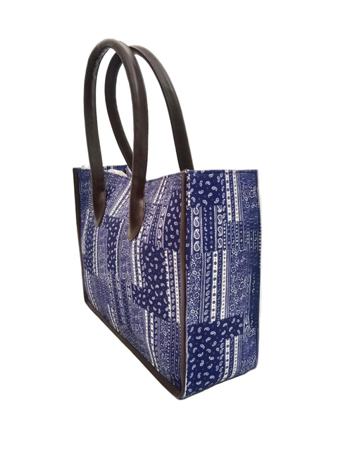 BLUE PAISLEYTRAVEL LEATHER BAG