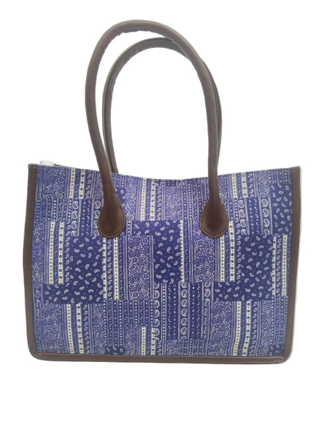 BLUE PAISLEYTRAVEL LEATHER BAG