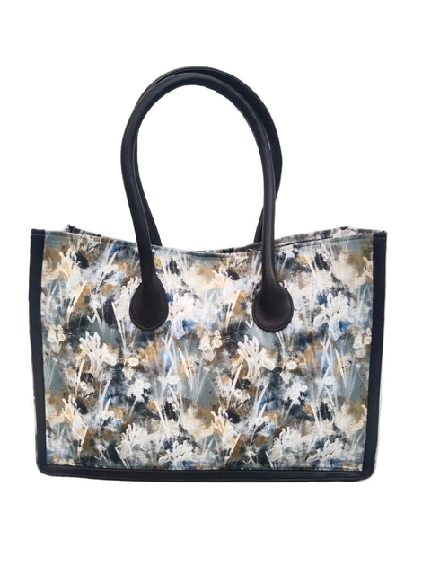 ABSTRACT FLORAL TRAVEL LEATHER BAG