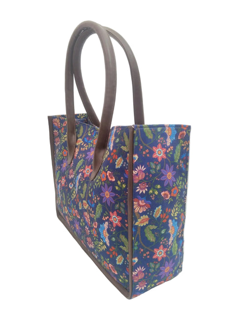 BLUE BLOOM TRAVEL LEATHER BAG