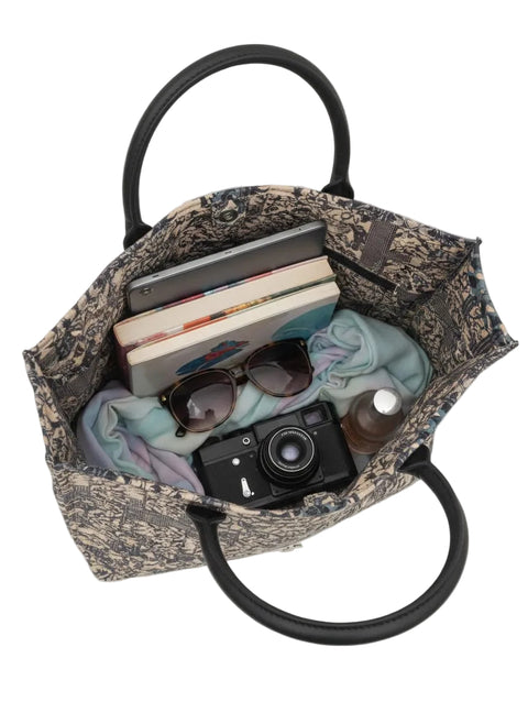 CHECKERED FLORAL LEATHER BAG