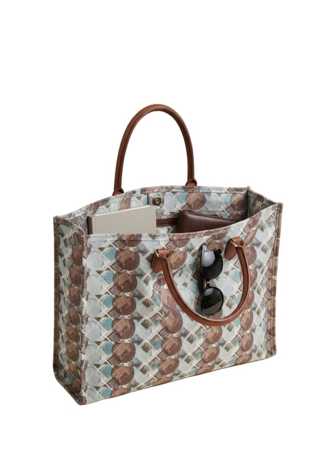 RETRO MOSAIC CIRCLES LEATHER BAG
