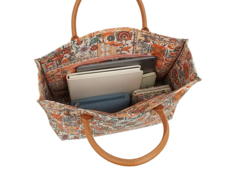 ETHNIC FLORAL GEOMETRIC LEATHER BAG