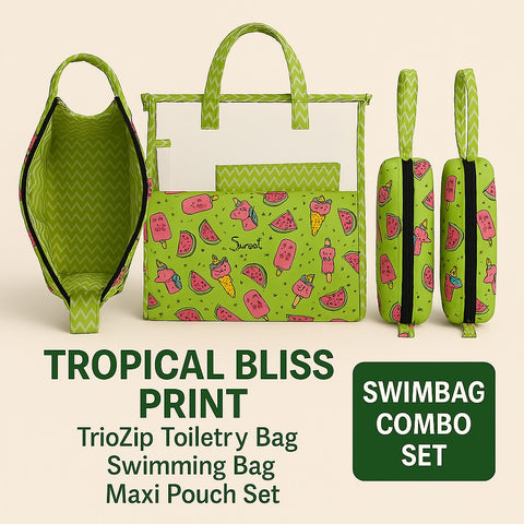 TROPICAL BLISS PRINT SWIMMING BAG COMBO