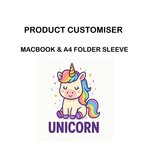 UNICORN PRINT MACBOOK & A4 FOLDER SLEEVE CUSTOMISER