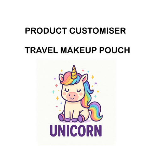 UNICORN PRINT  TRAVEL MAKEUP POUCH SET CUSTOMISER