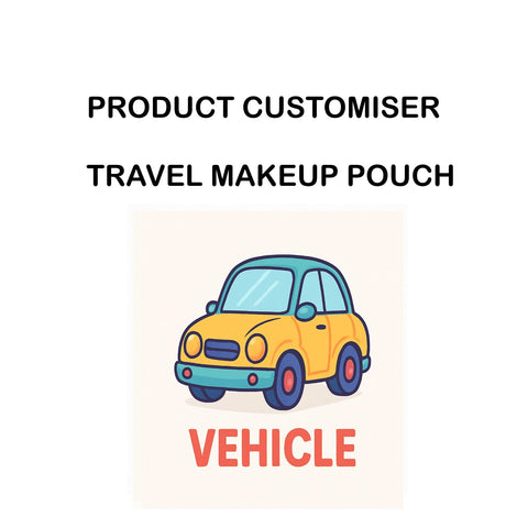VEHICLE PRINT TRAVEL MAKEUP POUCH SET CUSTOMISER