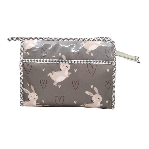 COCOA BUNNY HEARTS PRINT TRIOZIP TOILETRY BAG