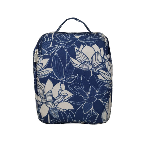NAVY LOTUS PRINT SMART TIFFIN BAG