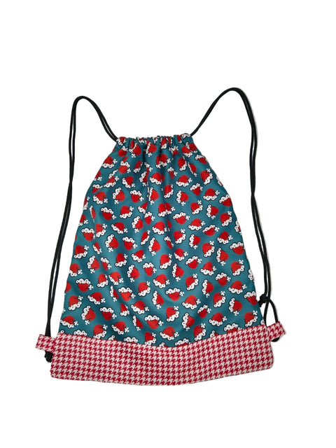 SANTA HAT PARADE PRINT DRAWSTRING BACKPACK