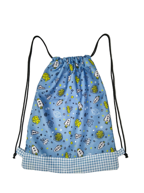 LITTLE ASTRONAUTS PRINT DRAWSTRING BACKPACK