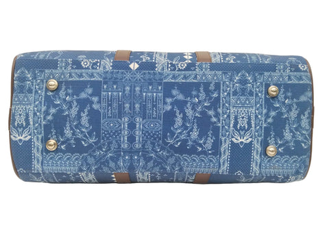 INDIGO STORY PATCHWORK PRINT DUFFLE BAG