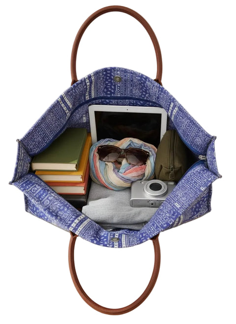 BLUE PAISLEYTRAVEL LEATHER BAG