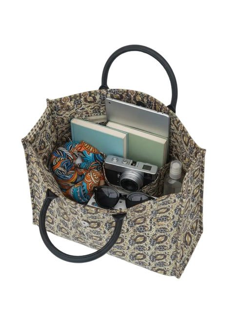 INDIAN HANDBLOCK LEATHER BAG