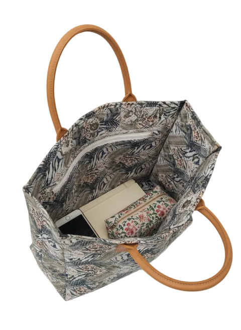 ABSTRACT PRINT LEATHER BAG