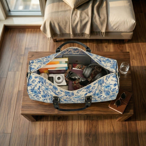 BLUE BLOSSOM PRINT DUFFLE BAG