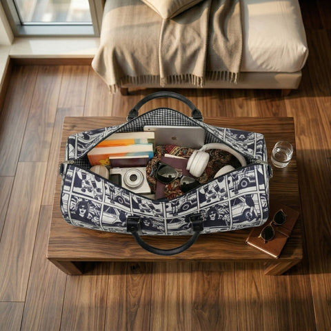 RETRO REEL PRINT DUFFLE BAG