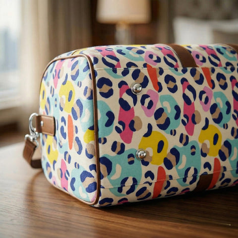 GRAFFITI LEOPARD PRINT DUFFLE BAG