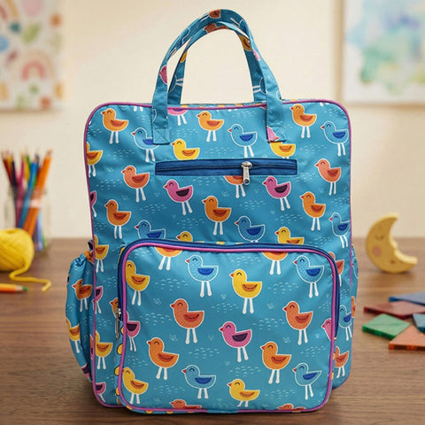 PLAYFUL BIRDS PRINT JUMBO BACKPACK