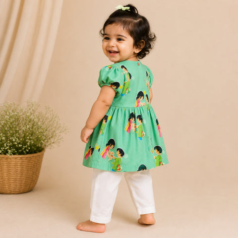 Rakhi Sibling Love Printed Kurta for Frock