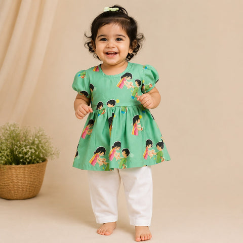 Rakhi Sibling Love Printed Kurta for Frock