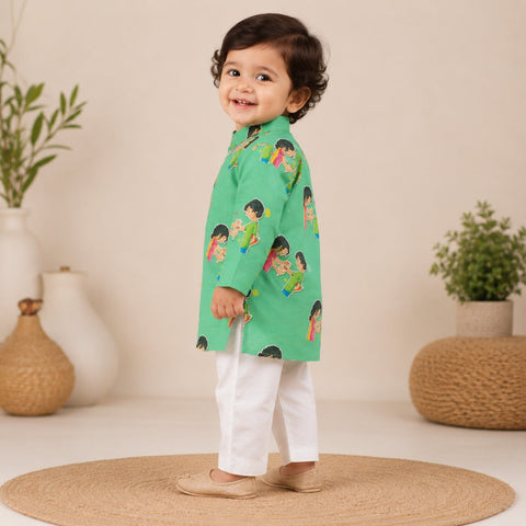 Rakhi Sibling Love Printed Kurta for Kids