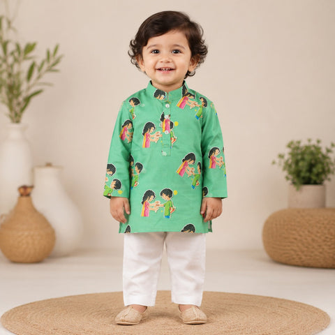 Rakhi Sibling Love Printed Kurta for Kids